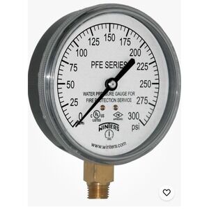 3.5" Dial Sprinkler Pressure‎ Gauge 0-300 psi 1/4" NPT Bottom Connection